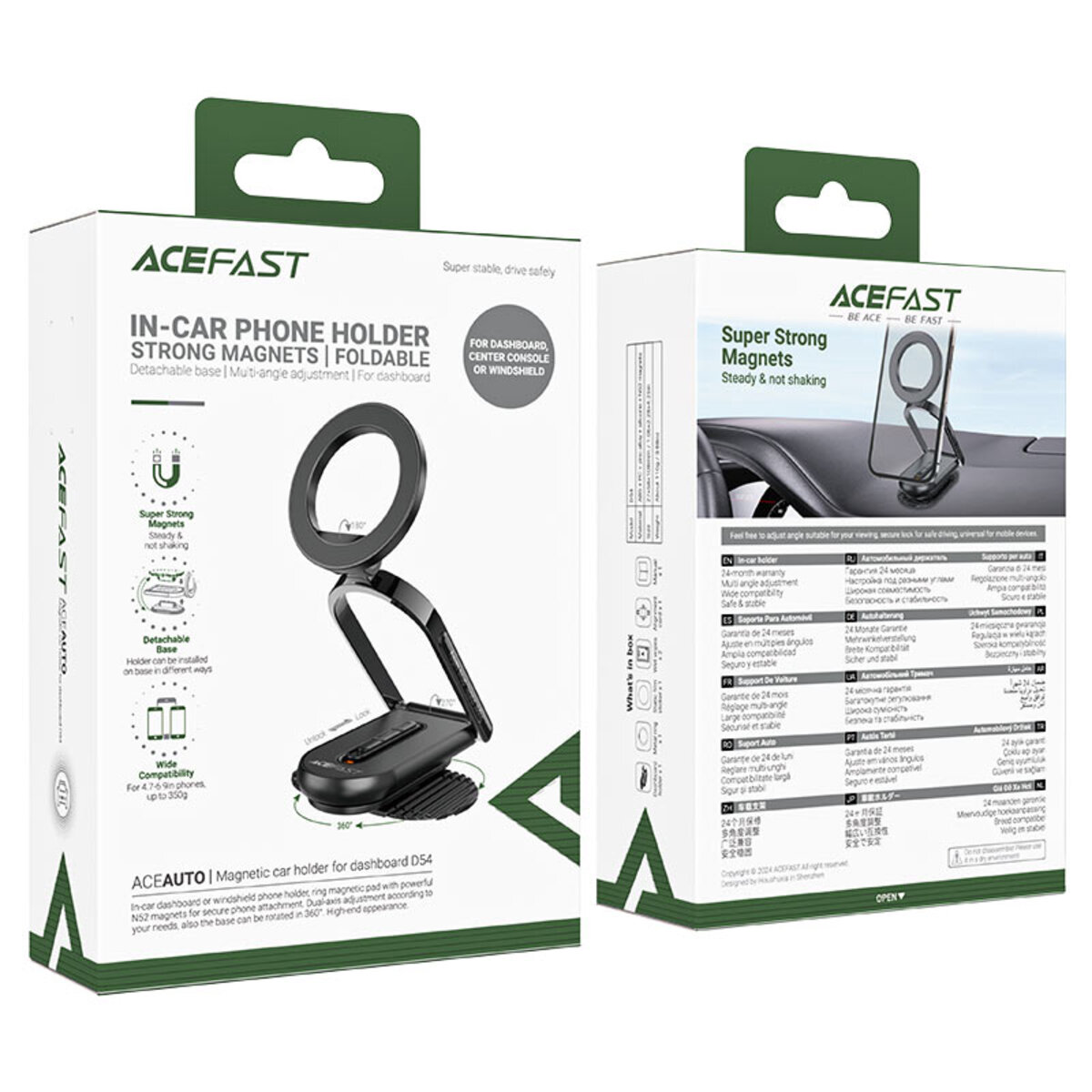 Автотримач для телефона ACEFAST D54 magnetic car holder for dashboard Black