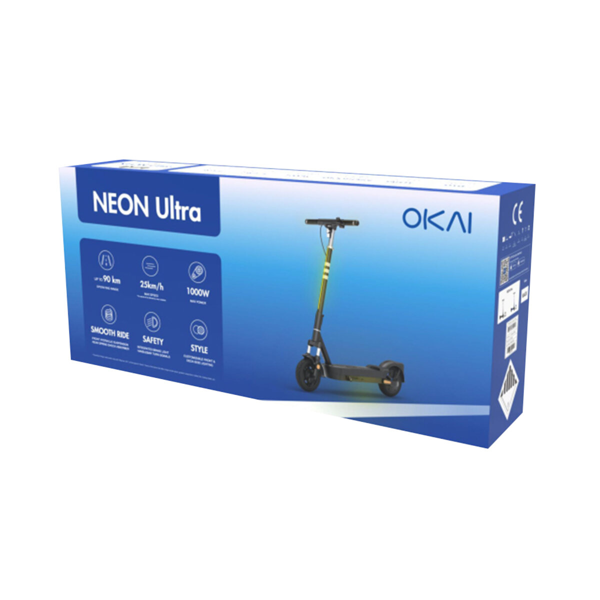 Електросамокат OKAI ES40-Blue 10", 500(1000)W, 15.6Ah, 70km, 38kmh, 25%, NFC, App, 23kg
