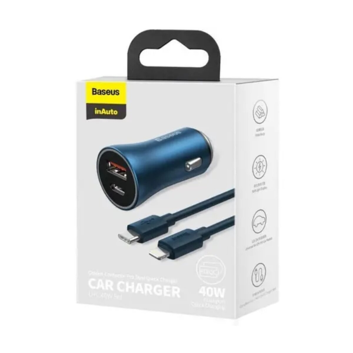 Автомобільний зарядний пристрій Baseus Golden Contactor Pro Dual Fast Charger Car Charger C+C 40W Blue