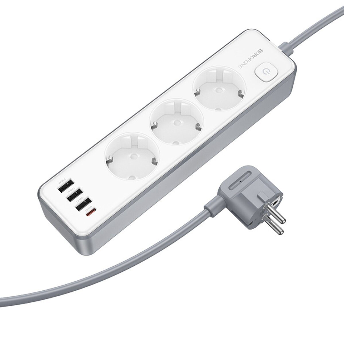 Мережевий подовжувач BOROFONE BAC9 Power 3-position socket(PD20W/1C3A)(EU/GER)(L=3M) White