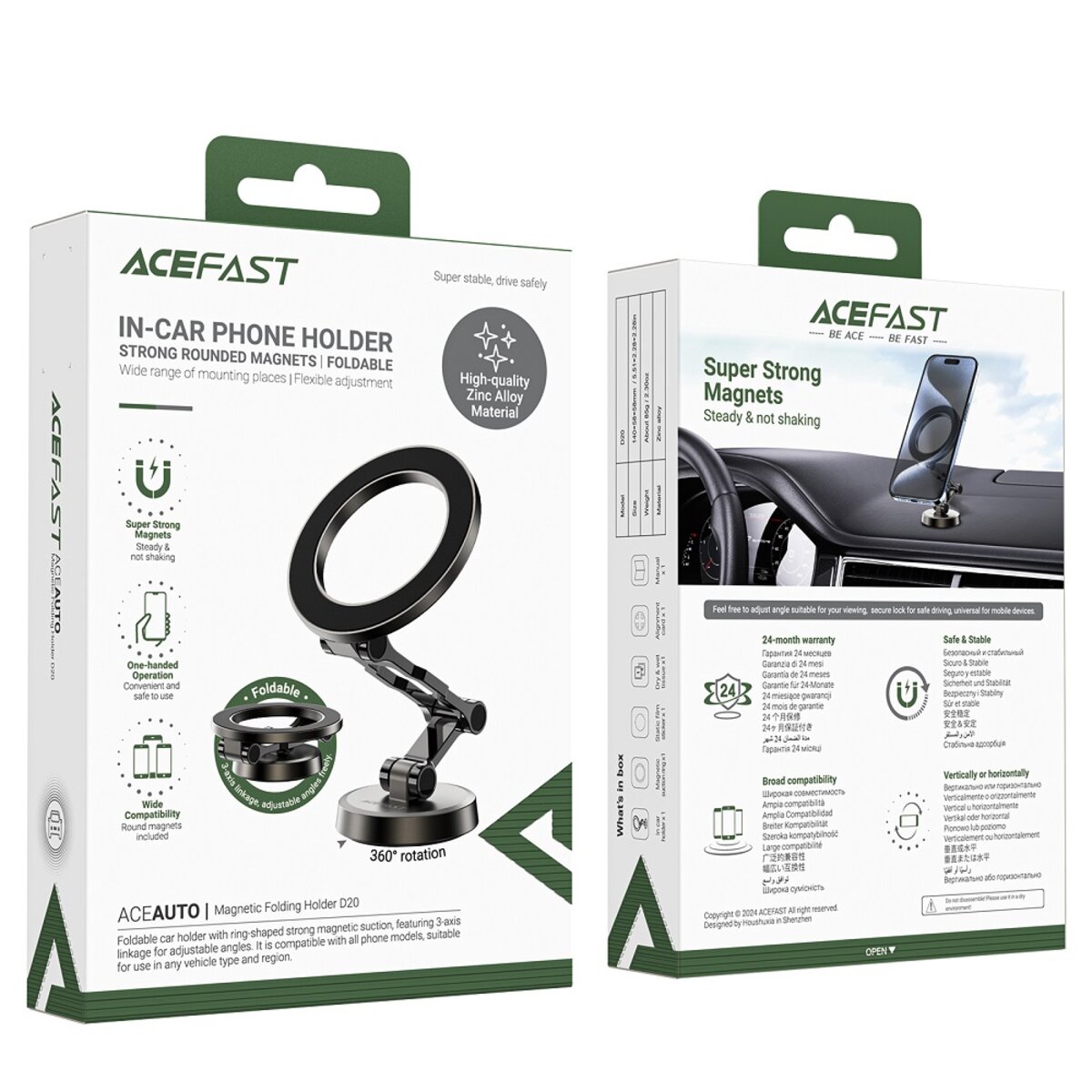 Автотримач для телефона ACEFAST D20 magnetic folding holder Metal Gray