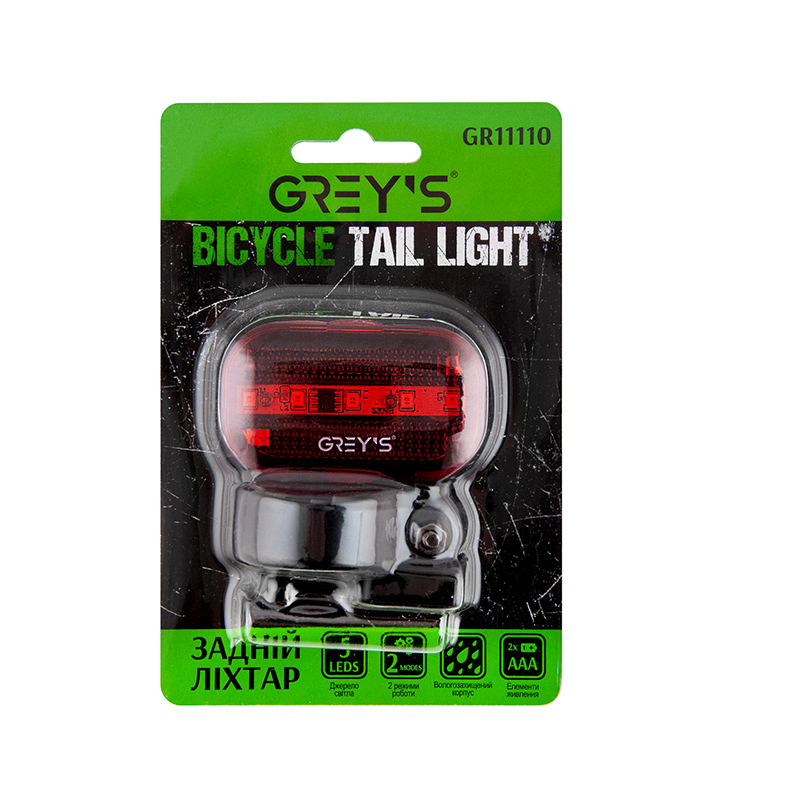 Ліхтарик на велосипед задній Grey's GR11110 5хLEDs