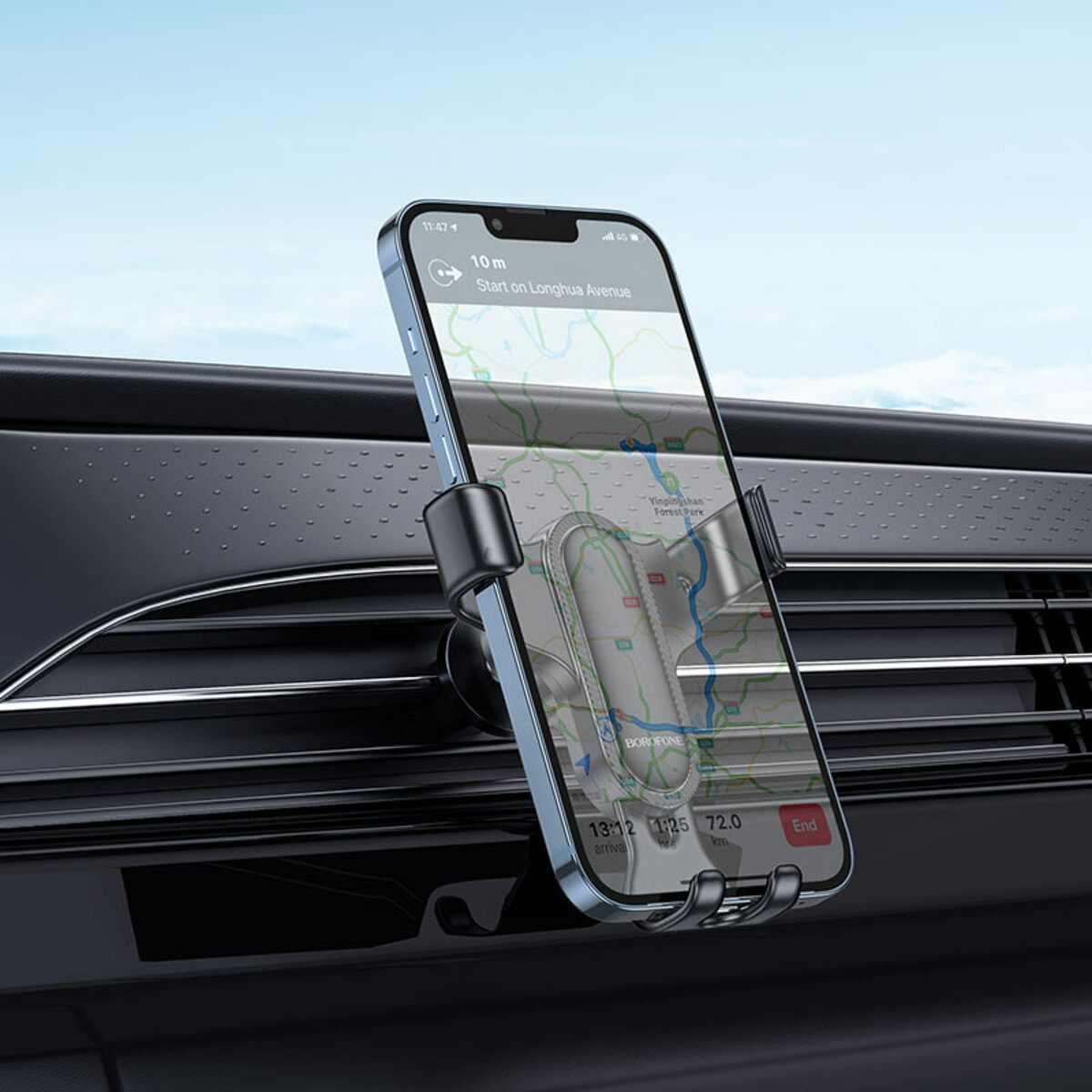 Автотримач для телефона BOROFONE BH74 Rock air outlet gravity car holder Black