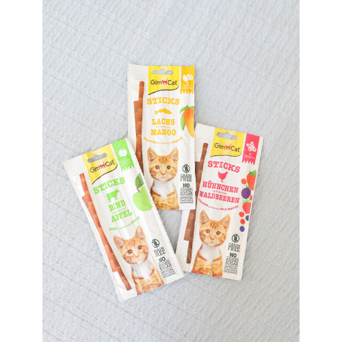 Ласощі GimCat Superfood Duo-Sticks для котів, яловичина та яблука, 3 шт