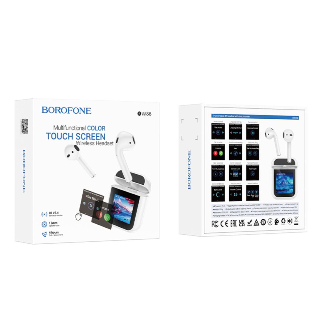 Бездротові навушники BOROFONE BW86 Brocade true wireless BT headset with touch screen White