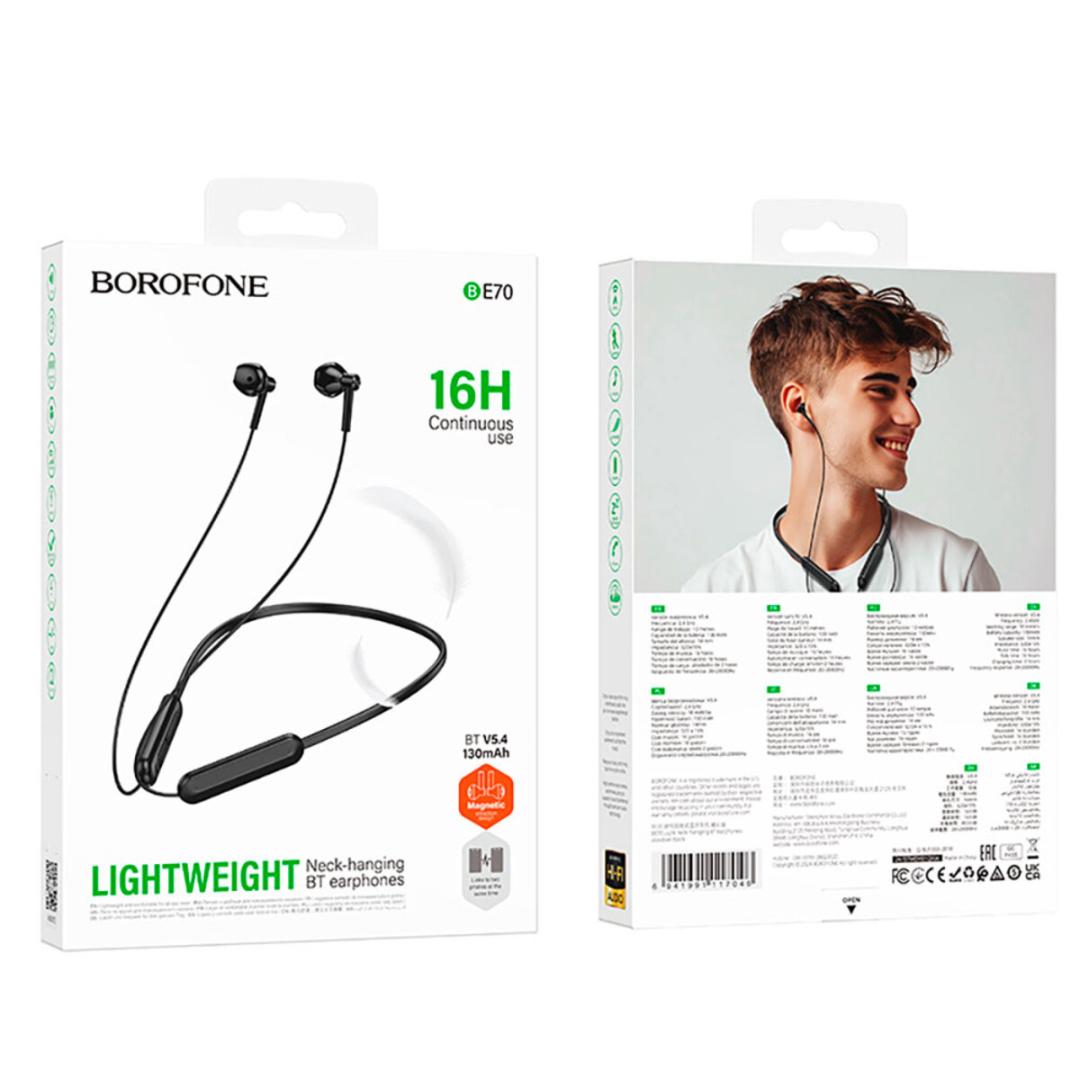 Бездротові навушники BOROFONE BE70 Light neck-hanging BT earphones obsidian black