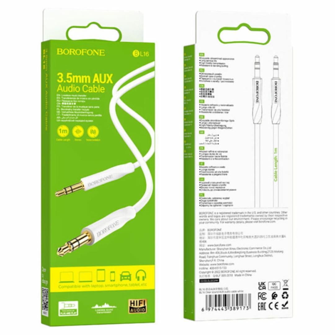 Аудіокабель BOROFONE BL16 Clear sound AUX audio cable White