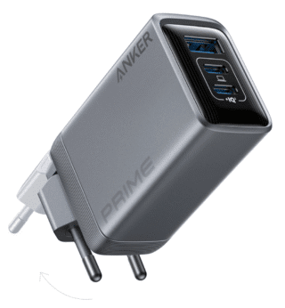 Мережевий зарядний пристрій Anker GaNPrime Charger - 100W, 2xUSB-C PD & 1xUSB-A Foldable Silver
